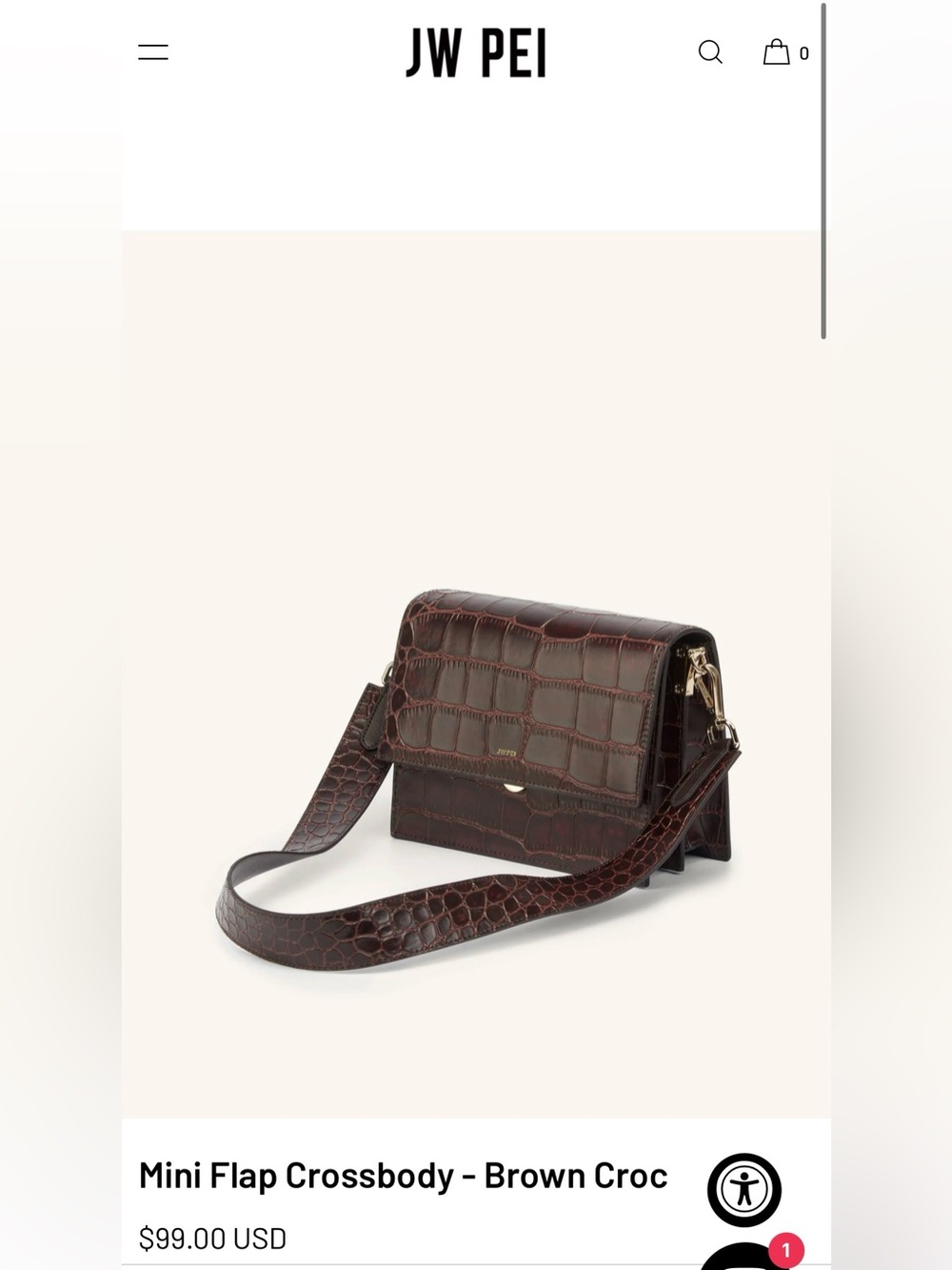 JW PEI BAG mini Flap crossbody- brown crop